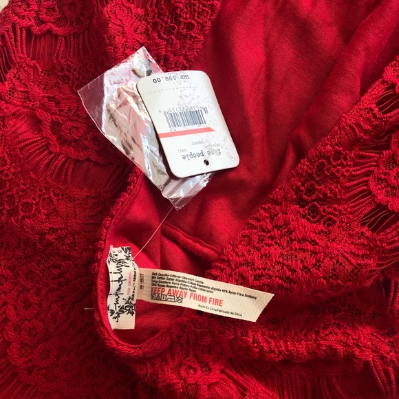 Free People Daydream Lace Dress in Cherry NWT - Picture 13 of 15
